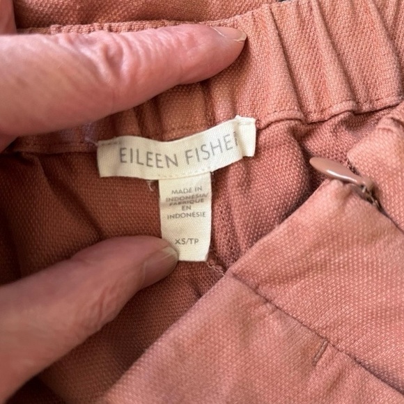 Eileen Fisher Terracotta Orange Hemp Loose Fit Stretch Waist Pants - Picture 4 of 5